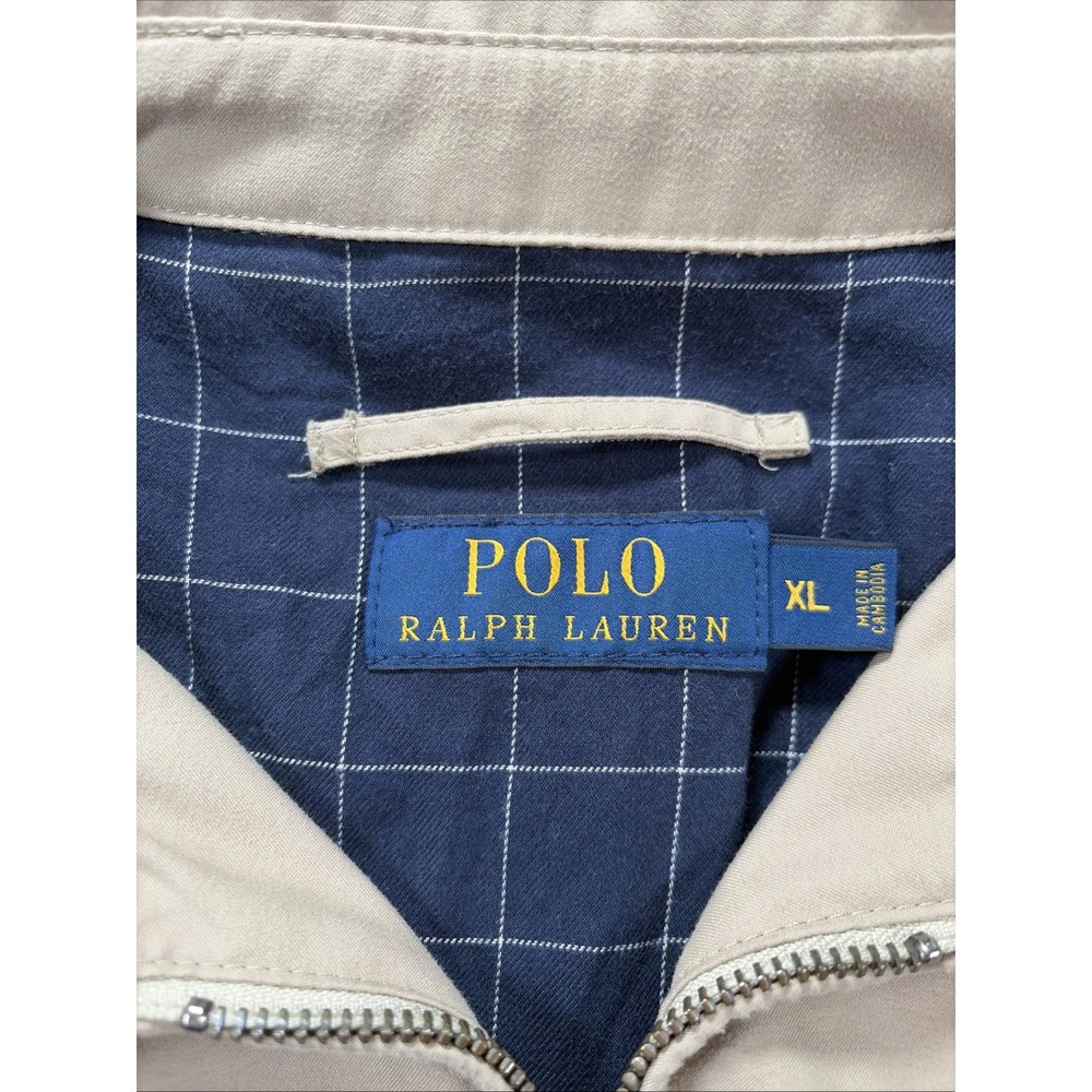Polo Ralph Lauren Mens Bi-Swing Windbreaker Jacket tan khaki Harrington Sz XL - Picture 3 of 8